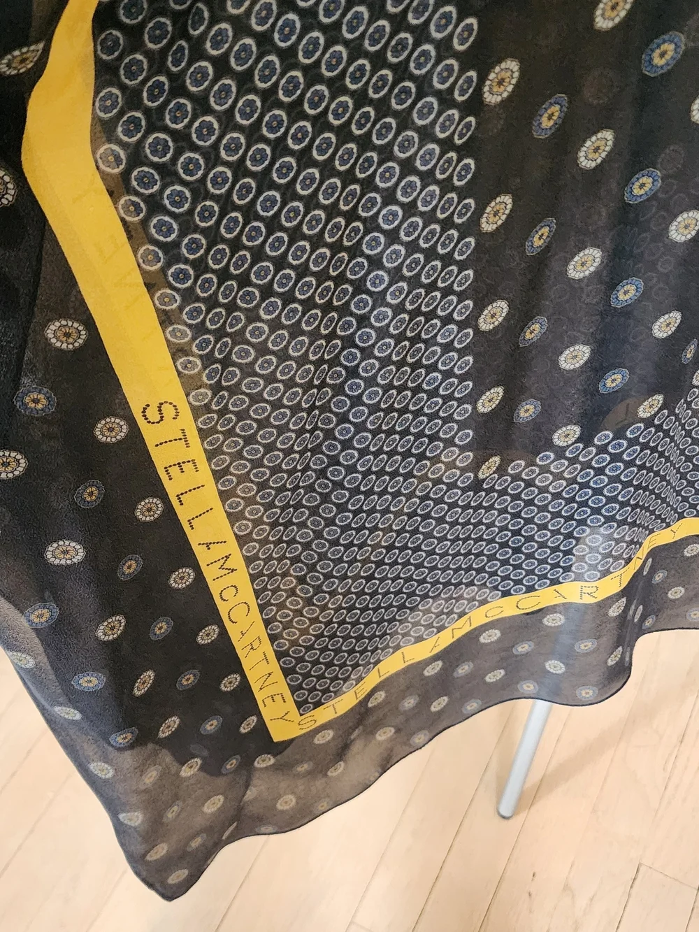 Stella McCartney Black Sheer Logo Swim Coverup with Yellow Trim Size S - Picture 3 of 4